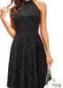 Women's Boho Stand Neck Off Shoulder Sleeveless Dress
